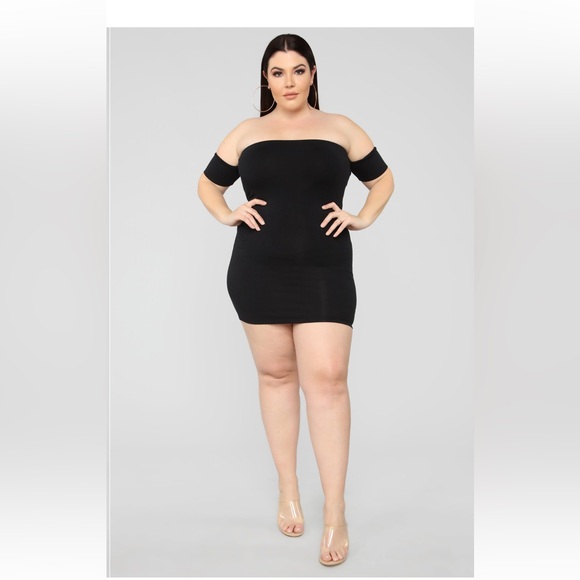 New Simple Dreams Off Shoulder Mini Dress - Black - Picture 1 of 9